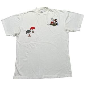 Vintage 90s Disney Store Mickey Mouse Pilot Chip Dale Embroidered T-Shirt - L